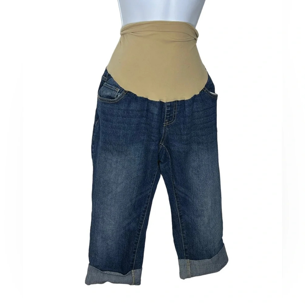 Oh baby by motherhood maternity jean cuffed capris sz large - Picture 1 of 3